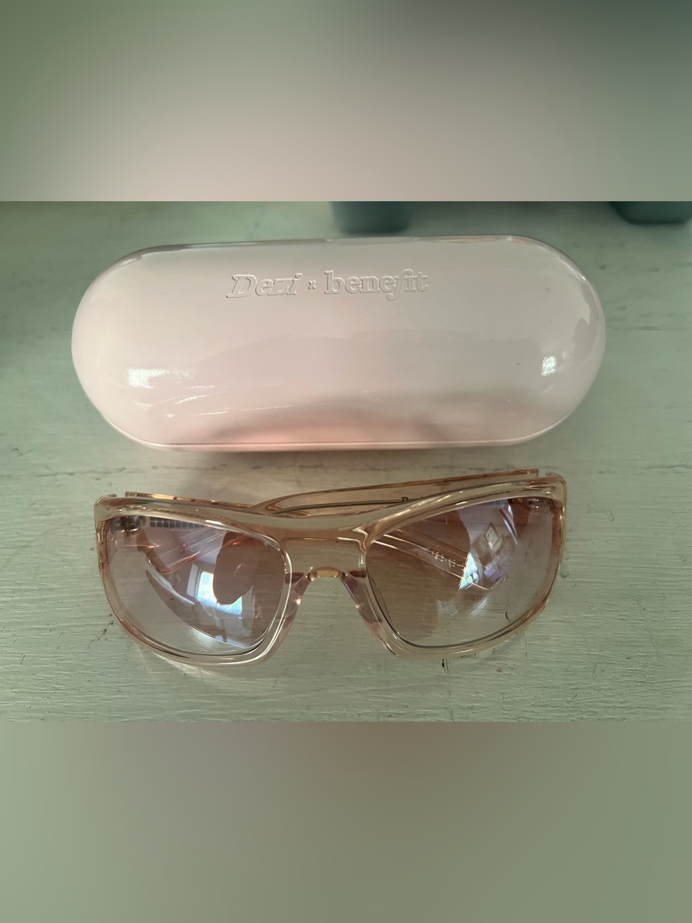 DEZI Pink Translucent Sunglasses with Gradient Brown Lenses